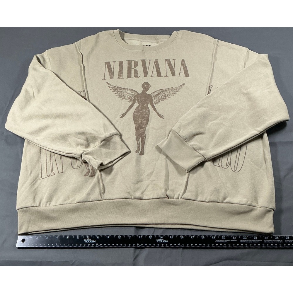 Nirvana In Utero Graphic Sweatshirt Mens 2XL Taupe Beige Crewneck New Grunge 90s - Picture 2 of 8